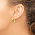 14K Yellow Gold Polished 3mm Tube Hoop Earrings - Product Photo