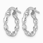 10K White Gold Textured Twisted Hinged Hoop Earrings - Product Photo