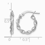10K White Gold Textured Twisted Hinged Hoop Earrings - Product Photo