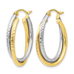 10K Two-tone Textured Hinged Hoop Earrings - Product Photo
