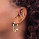 10K Two-tone Textured Hinged Hoop Earrings - Product Photo