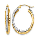 10K Two-tone Textured Hinged Hoop Earrings - Product Photo