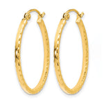 10K Yellow Gold Diamond-Cut Hinged Hoop Earrings - Product Photo