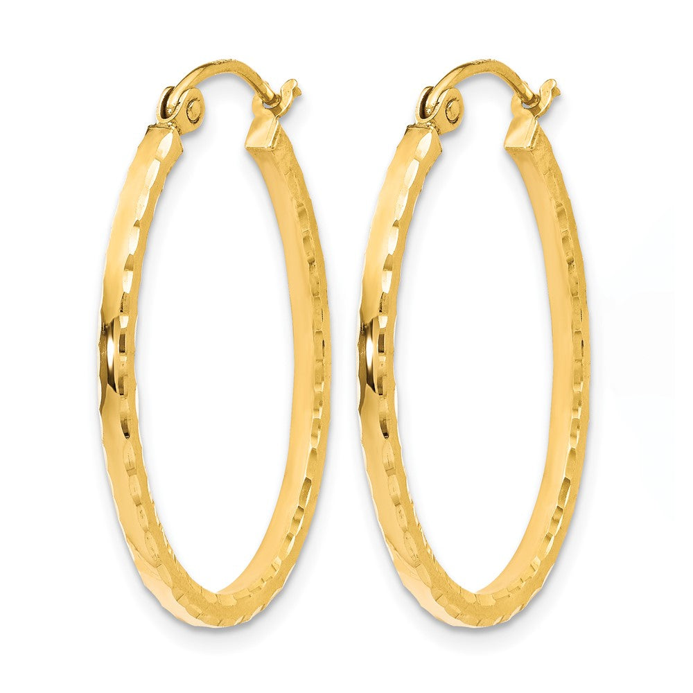 10K Yellow Gold Diamond-Cut Hinged Hoop Earrings - Product Photo