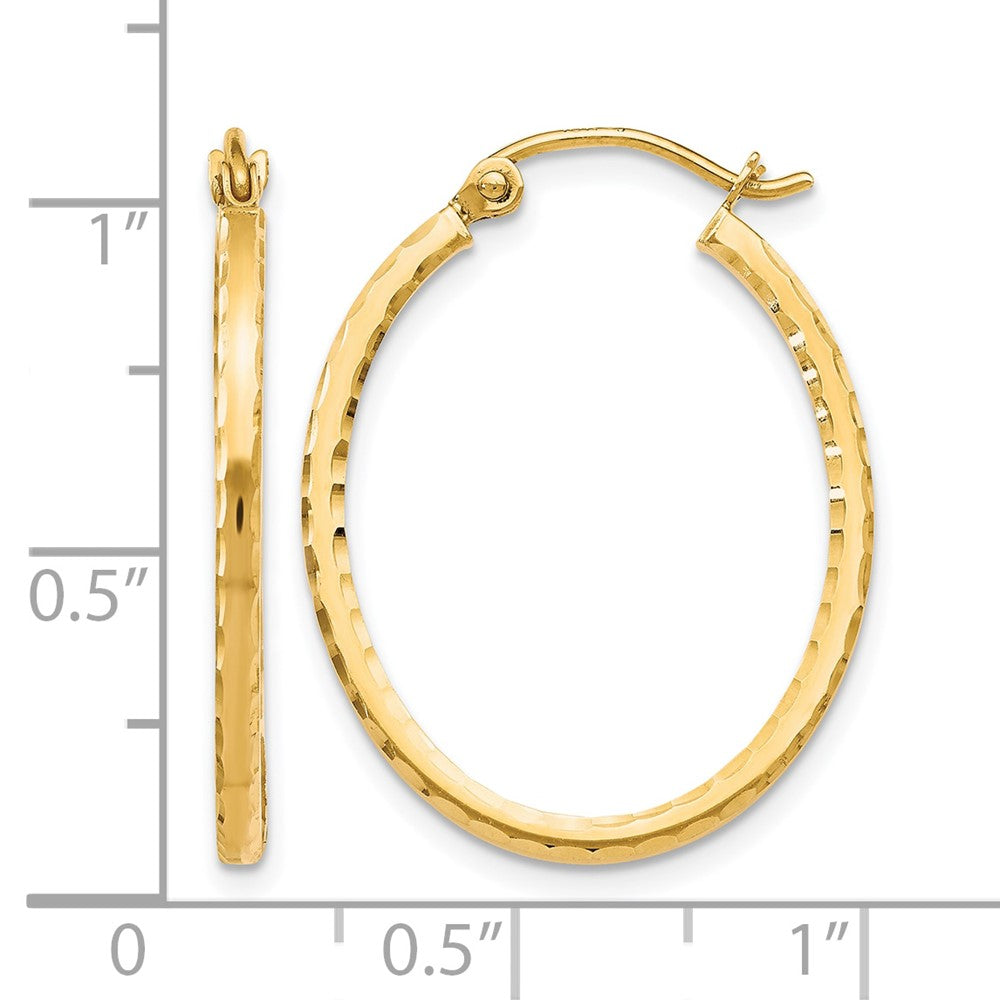 10K Yellow Gold Diamond-Cut Hinged Hoop Earrings - Product Photo