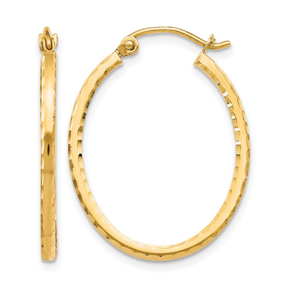 10K Yellow Gold Diamond-Cut Hinged Hoop Earrings