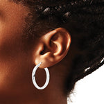 14K White Gold Diamond Cut Hoop Earrings - Product Photo