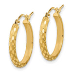 14K Polished and Satin Diamond-cut Hoop Earrings - Product Photo