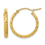 14K Polished and Satin Diamond-cut Hoop Earrings - Product Photo