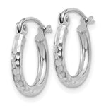 14K White Gold Diamond-cut 2mm Round Tube Hoop Earrings - Product Photo