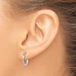 14K White Gold Diamond-cut 2mm Round Tube Hoop Earrings - Product Photo