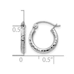 14K White Gold Diamond-cut 2mm Round Tube Hoop Earrings - Product Photo