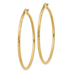 14K Yellow Gold Diamond-cut 2mm Round Tube Hoop Earrings - Product Photo