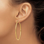 14K Yellow Gold Diamond-cut 2mm Round Tube Hoop Earrings - Product Photo