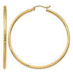 14K Yellow Gold Diamond-cut 2mm Round Tube Hoop Earrings - Product Photo