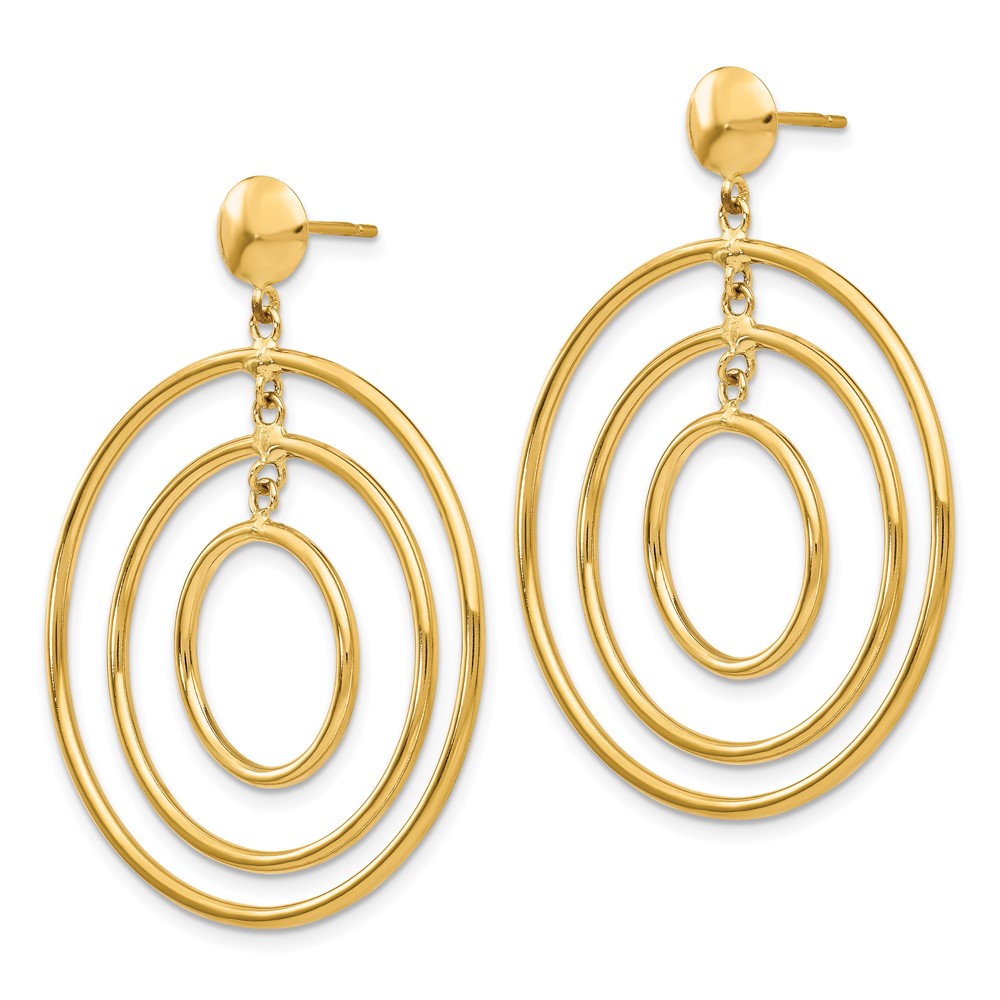 14k Fancy Circle Dangle Post Earrings - Product Photo