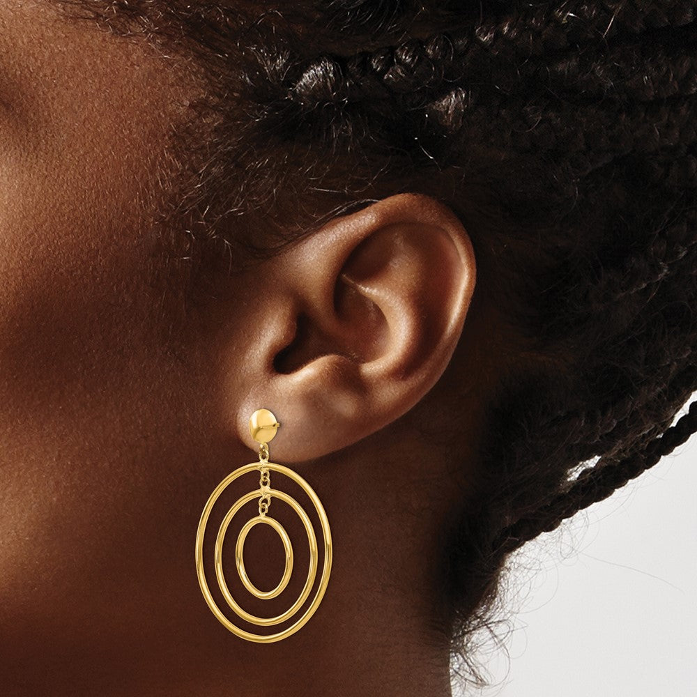 14k Fancy Circle Dangle Post Earrings - Product Photo