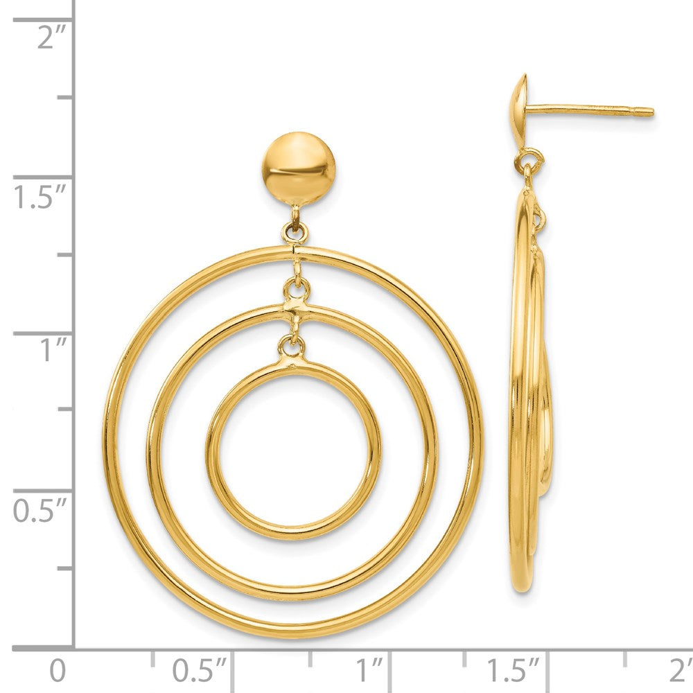 14k Fancy Circle Dangle Post Earrings - Product Photo