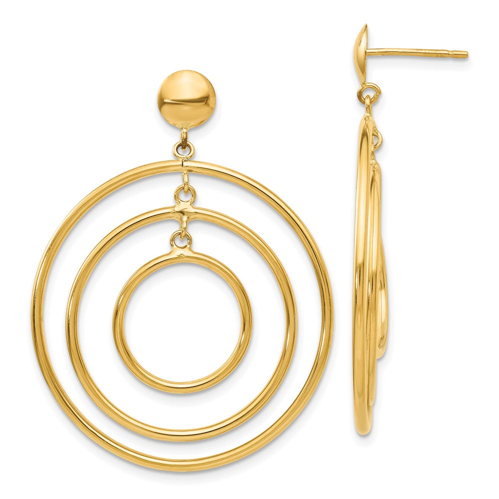 14k Fancy Circle Dangle Post Earrings - Product Photo