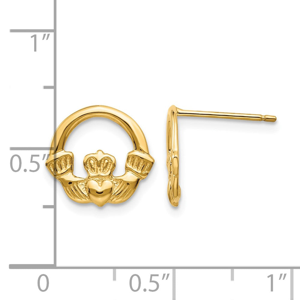 14k Claddagh Post Earrings - Product Photo