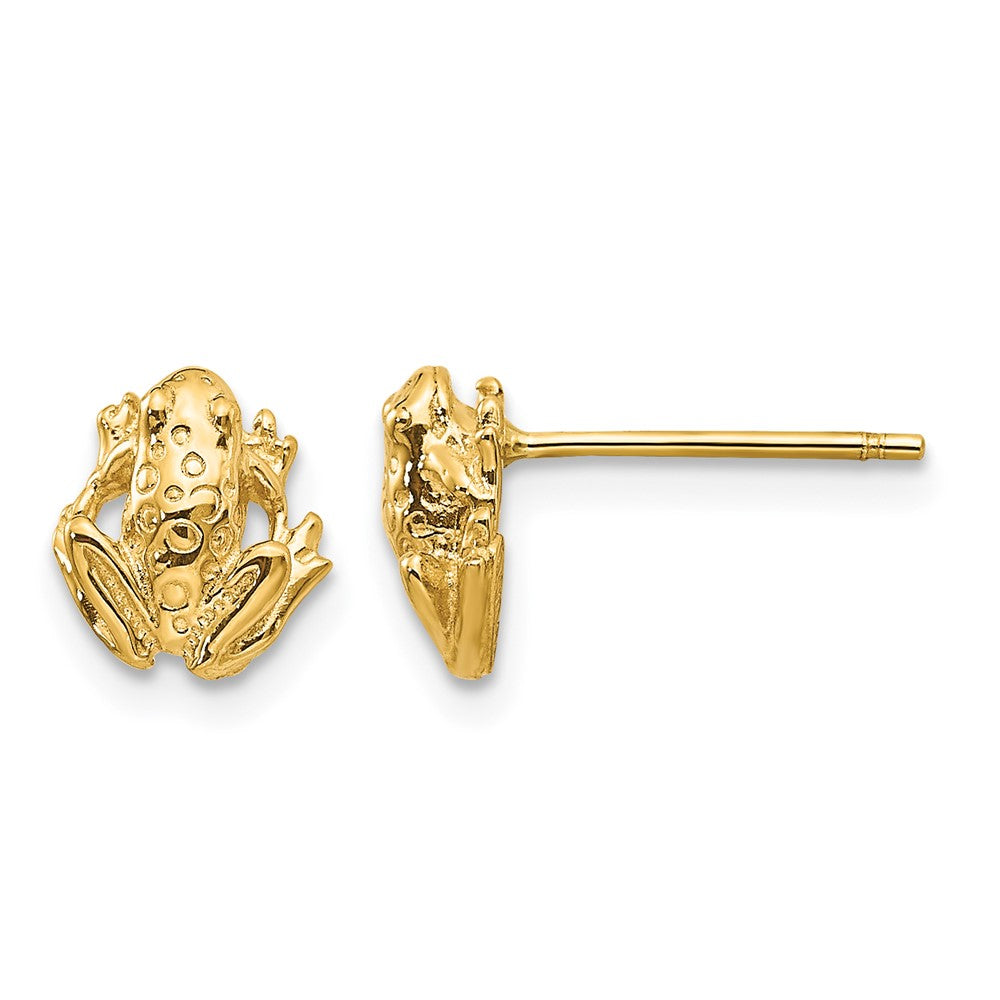 14K Yellow Gold Mini Frog Post Earrings