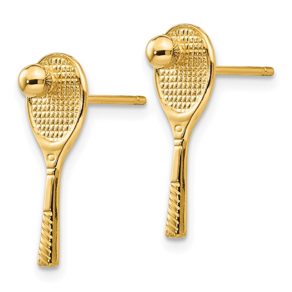 14k Tennis Racquet w/Ball Post Earrings - Product Photo