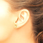 14K Yellow Gold Moon and Star Post Earrings - Product Photo