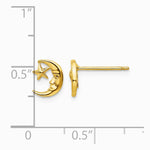 14K Yellow Gold Moon and Star Post Earrings - Product Photo