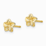 14K Yellow Gold Plumeria Flower Post Earrings - Product Photo