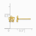 14K Yellow Gold Plumeria Flower Post Earrings - Product Photo