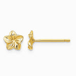 14K Yellow Gold Plumeria Flower Post Earrings - Product Photo