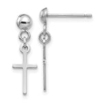 14k White Gold Polished Cross Dangle Post Earrings - Product Photo