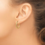 14K Yellow Gold Knife Edge Diamond-cut 2.5x20mm Hollow Hoop Earrings - Product Photo