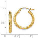 14K Yellow Gold Knife Edge Diamond-cut 2.5x20mm Hollow Hoop Earrings - Product Photo
