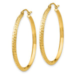 14K Knife Edge Diamond-cut Hollow Hoop Earrings - Product Photo