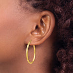 14K Knife Edge Diamond-cut Hollow Hoop Earrings - Product Photo