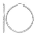 14K WG Knife Edge Diamond-cut Hollow Hoop Earrings - Product Photo