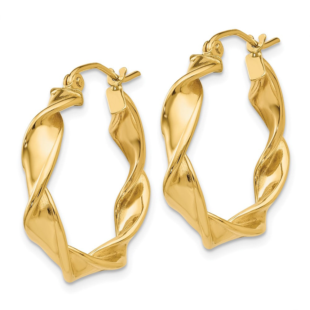 14k 4.00mm Twisted Hoop Earrings - Product Photo