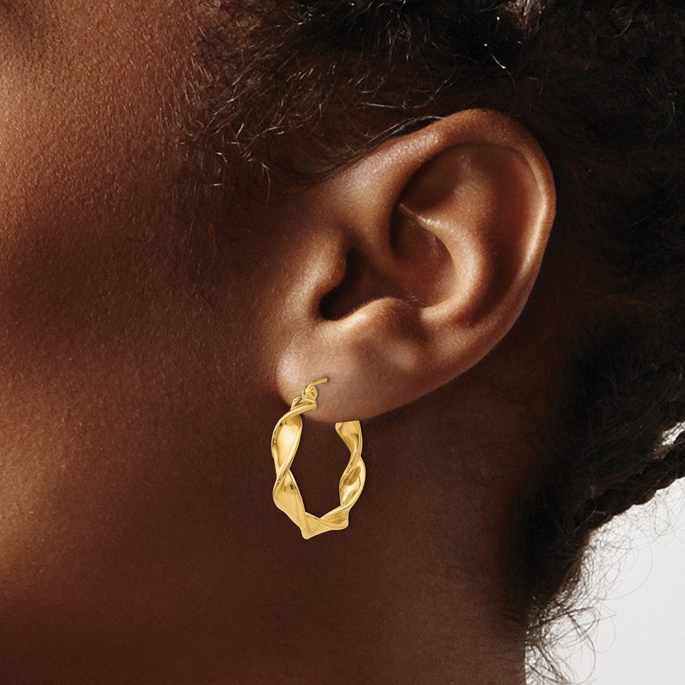 14k 4.00mm Twisted Hoop Earrings - Product Photo