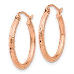 14K Rose Gold Diamond-cut Polished Hoop Earrings - Product Photo