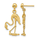 14K 3-D Flamingo Dangle Earrings - Product Photo