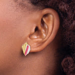 14K White and Pink Enamel Conch Shell Post Earrings - Product Photo