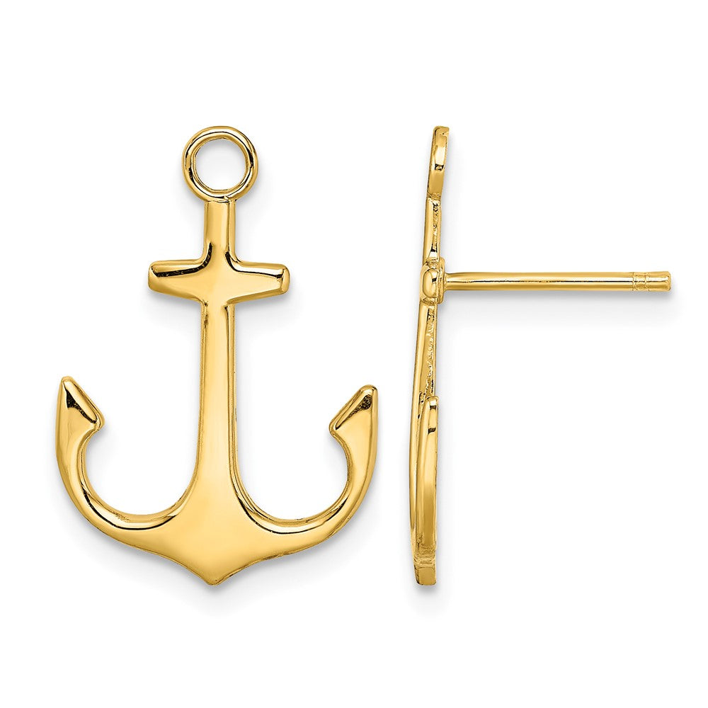 14K Polished  2-D Anchor Post Earrings - Product Photo