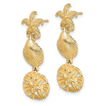 14K Starfish, Shell ,Sand Dollar Dangle Earrings - Product Photo