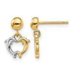 14K W/ Rhodium Dolphin Dangle Earrings - Product Photo