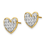 14k w/ Rhodium D/C Heart Post Earrings - Product Photo