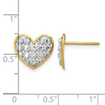 14k w/ Rhodium D/C Heart Post Earrings - Product Photo