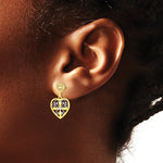 14K Yellow & Rhodium with RH Flower and Heart Beaded Filigree Dangle Earrings - Product Photo