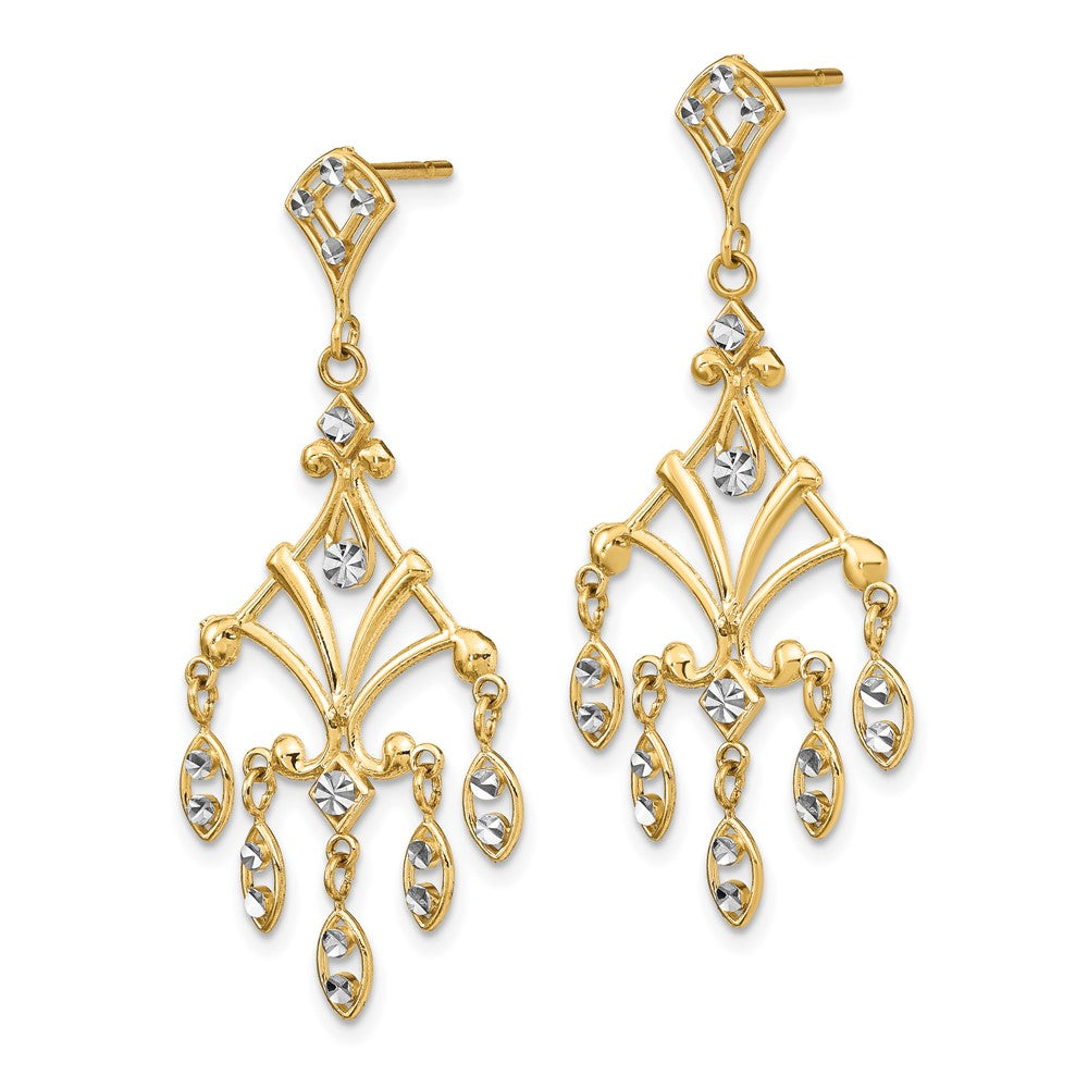 14K w/Rhodium D/C Chandelier Style Dangle Earrings - Product Photo