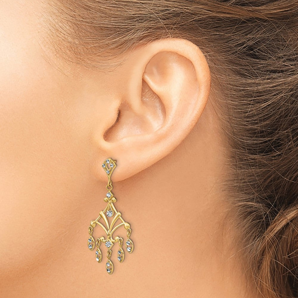 14K w/Rhodium D/C Chandelier Style Dangle Earrings - Product Photo